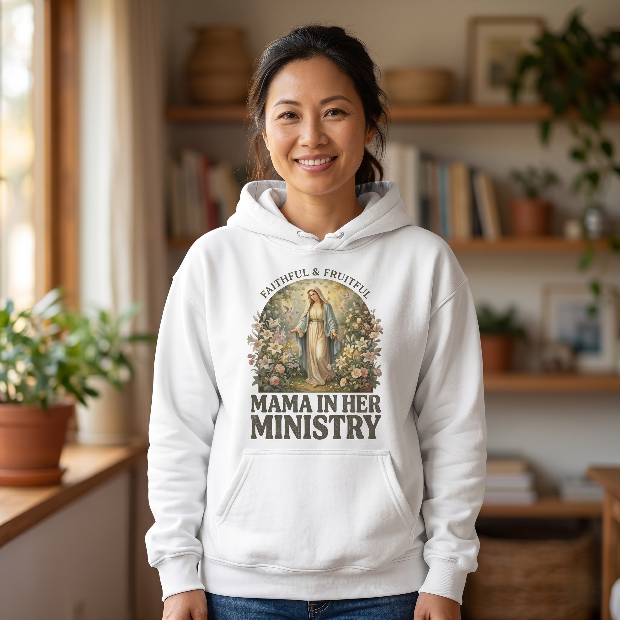 Mama in Her Ministry Faithful Fruitful Hoodie – Faithful Christian Mama Gift - detail view