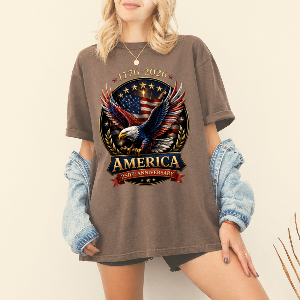 Comfort Colors American Eagle 250th Anniversary Shirt – Independence Day 1776–2026 Patriotic Freedom Tee Gift for Dad - lifestyle view