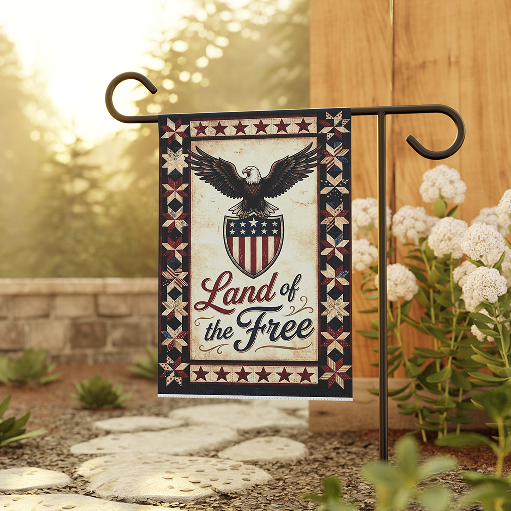 Vintage Land of the Free American Eagle Patriotic Flag - Independence Gift for Him & Her - back view