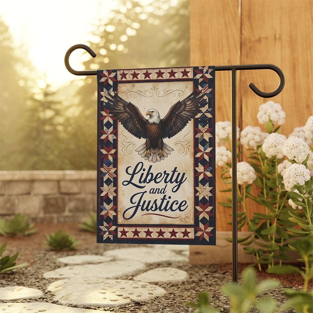 Liberty and Justice American Eagle Flag - 4th of July Gift for Him & Her - back view