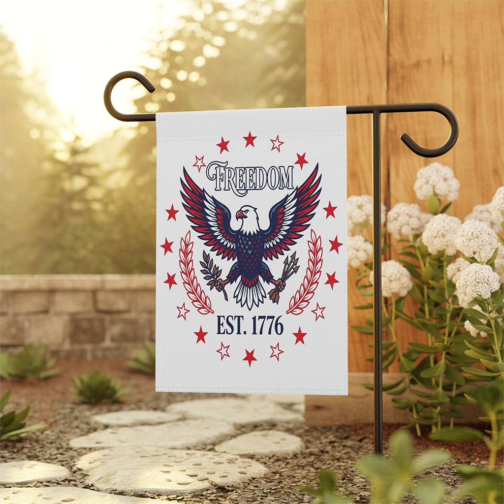 Freedom est 1776 America Eagle Patriotic Flag - 250th Independence Gift for Him & Her - back view