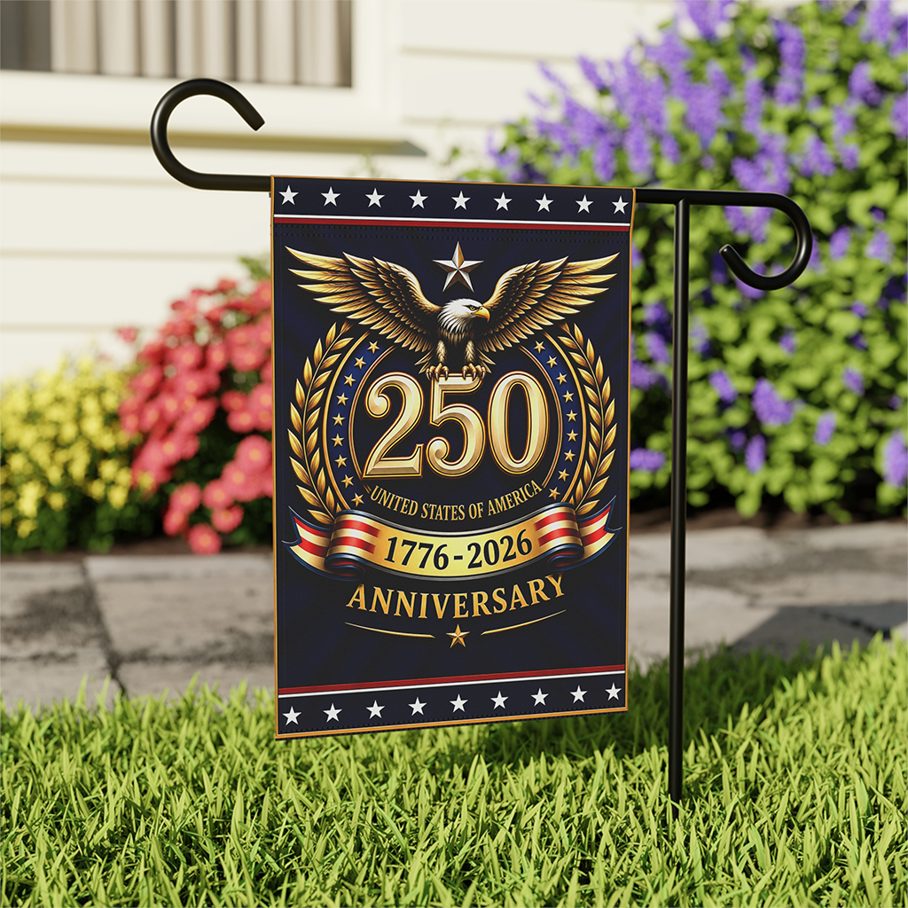 USA 250th Anniversary Flag, America Semiquincentennial House Banner Gift for Independence Day - back view