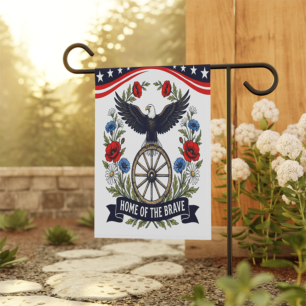 Home Of Brave Patriotic Eagle USA 250th Anniversary Flag - 4th of July Decor Gift - back view