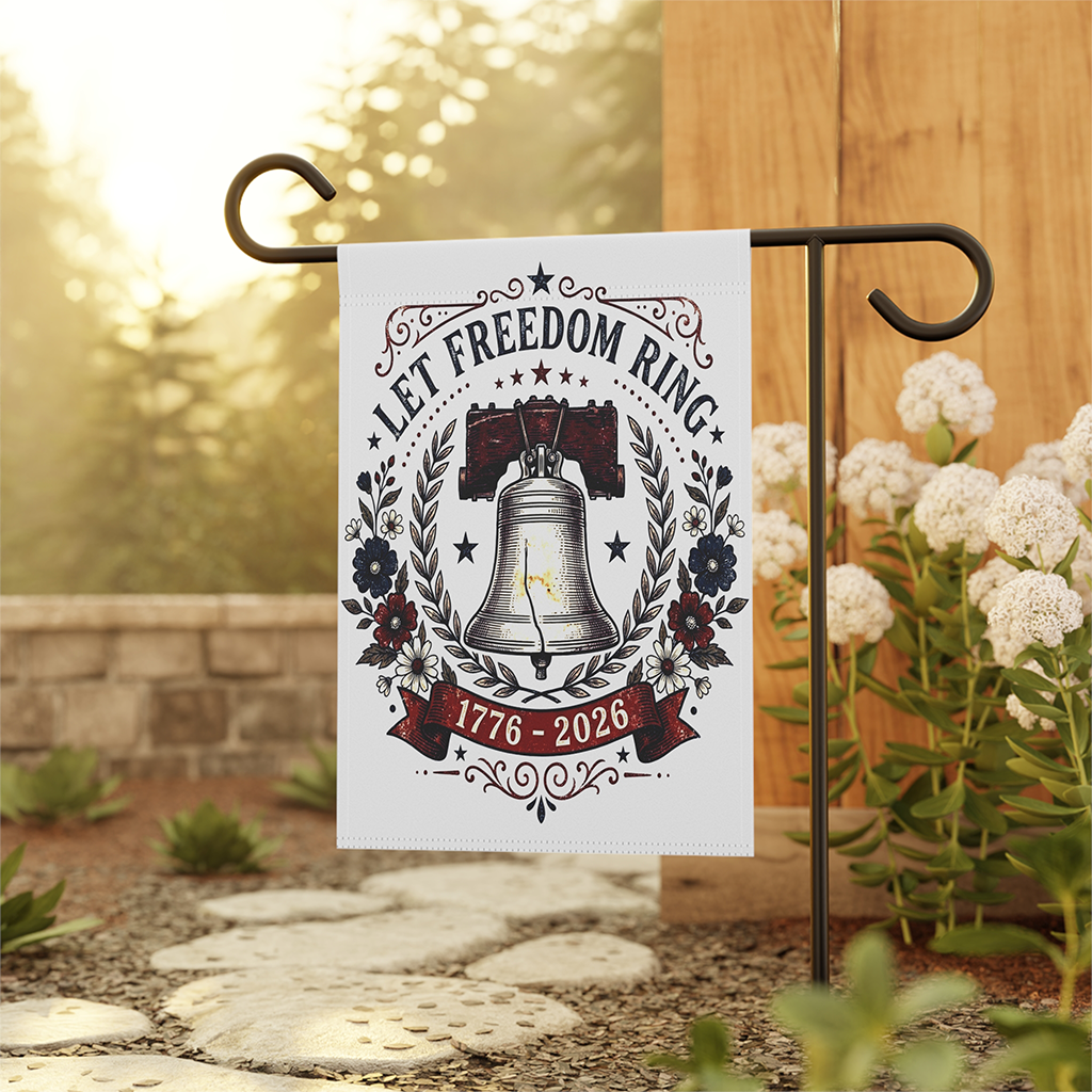 Let Freedom Ring USA 250th Anniversary Flag - America Patriotic Gift for Her - back view