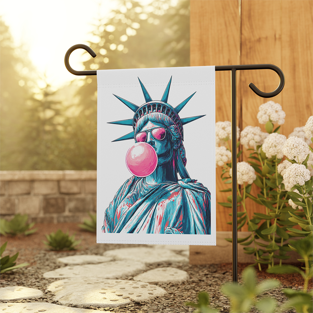 Funny America Statue of Liberty Garden Flag - Funny Gift for USA 250th Anniversary - back view