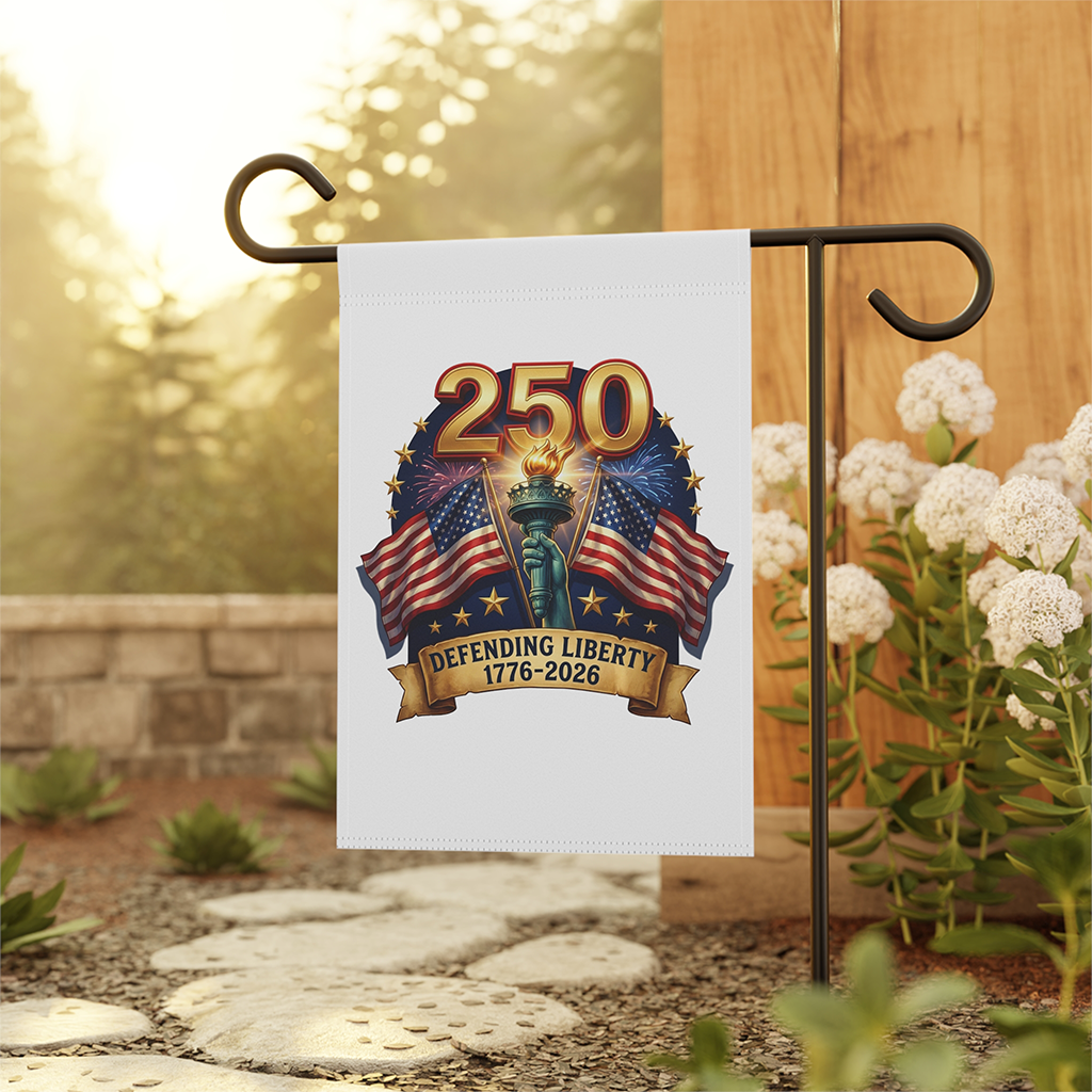 USA 250th Anniversary Garden Flag - 4th of July Patriotic Gift for Him & Her - back view