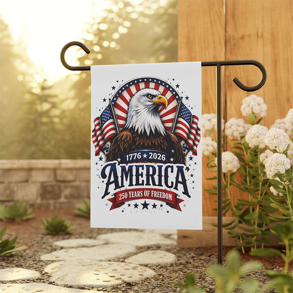 Patriotic Eagle America 250 Years of Freedom Flag - USA Independence Gift for Him & Her - back view