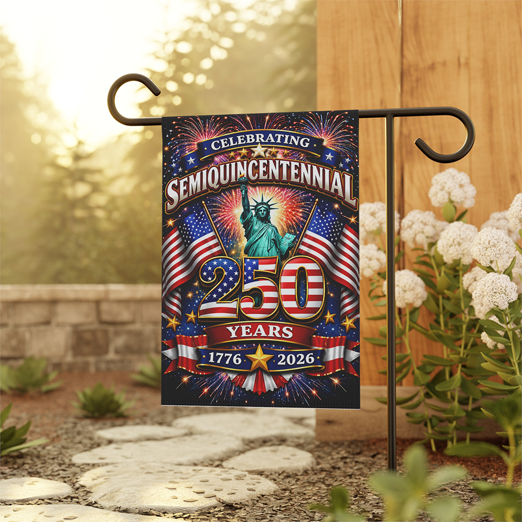 Celebrating Semiquincentennial 250 Years of Freedom Flag - Liberty USA Patriotic Gift - back view