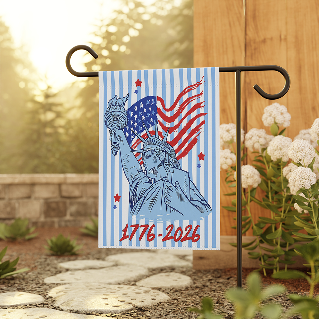 America Statue of Liberty 1776 2026 Anniversary Flag - 4th of July Gift for House Decor - back view