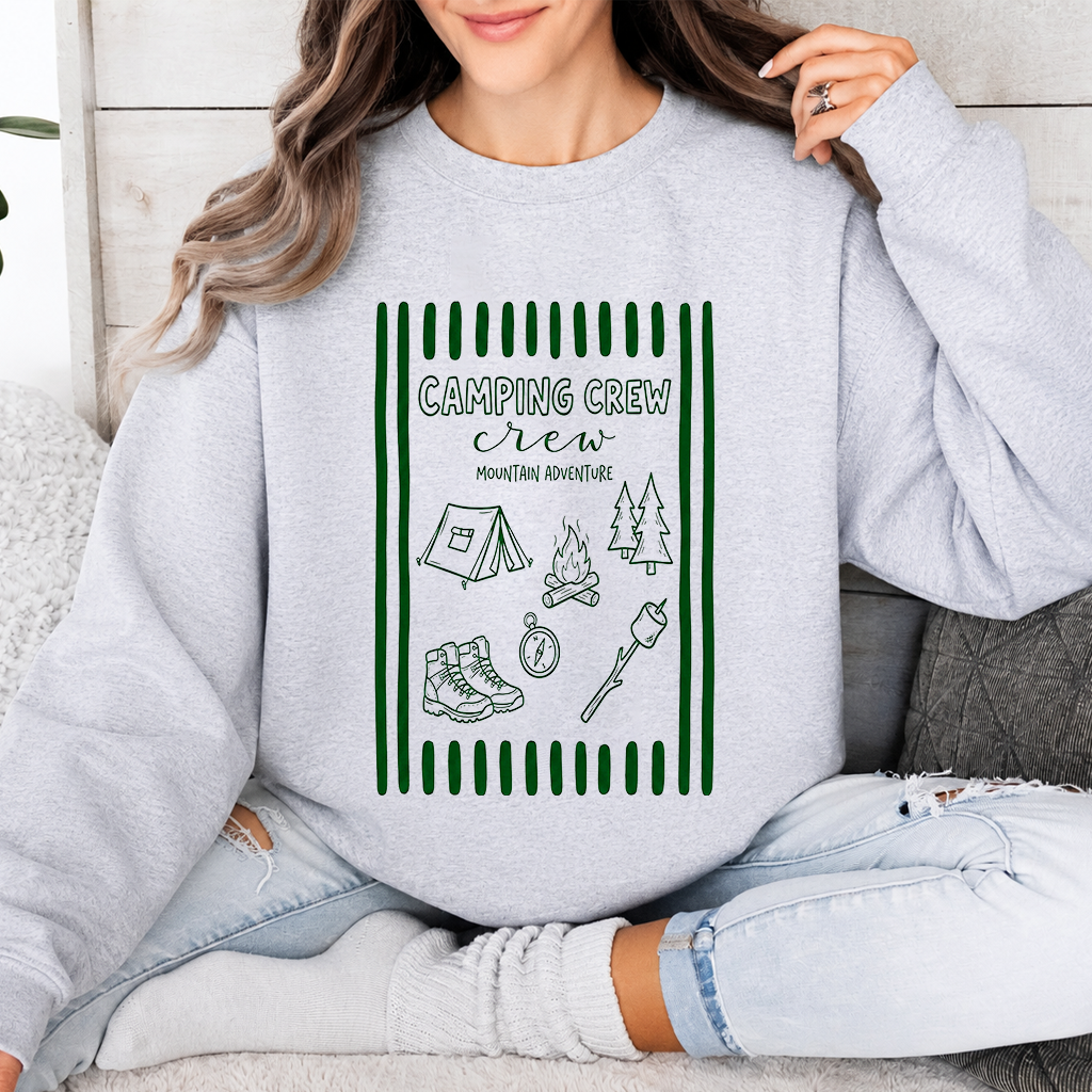 Camping Crew Mountain Adventure Sweatshirt - Ideal Gift for Hiking Lovers - detail view
