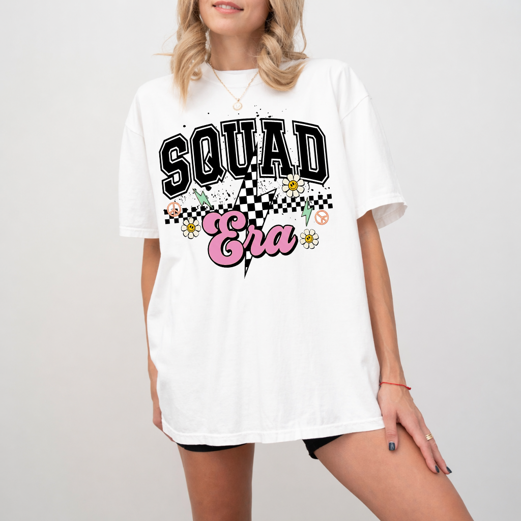Retro Squad Era T-Shirt -Cute Daisy Lightning Y2K Style Shirt - Gift for Bridal Squad Team - back view
