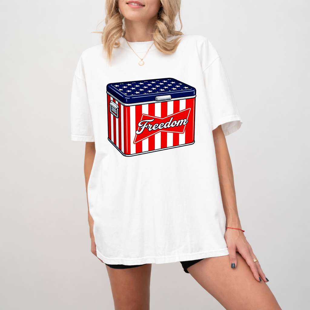 Freedom American Beers Comfort Colors Shirt - Cool America 4th of July Gift for Beer Lovers - detail view