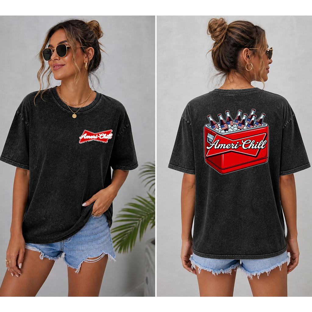 Ameri-Chill 4th of July Beers Hoodie - Funny American Patriotic Gift for Beer Lovers - back view