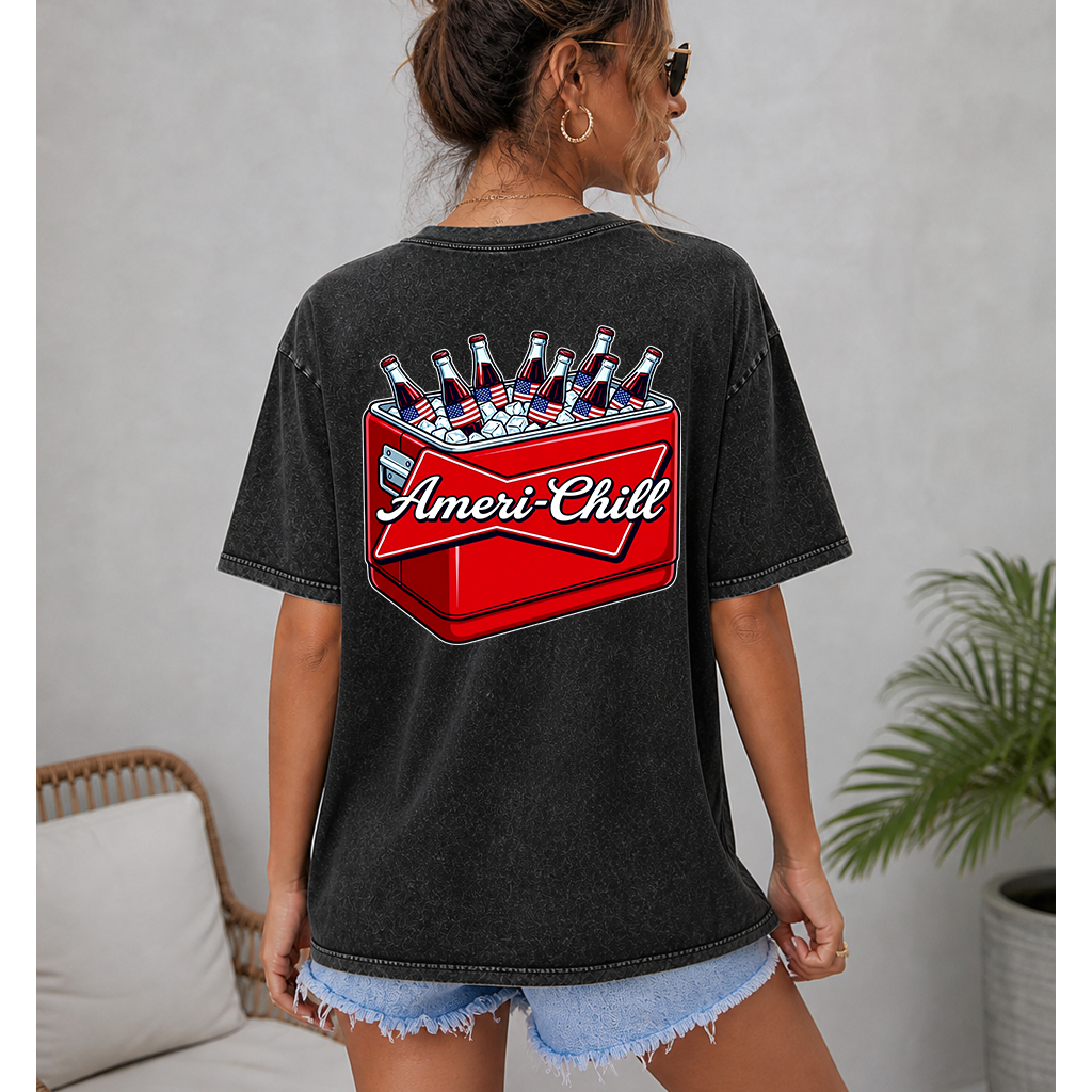 Ameri-Chill 4th of July Beers Hoodie - Funny American Patriotic Gift for Beer Lovers - detail view