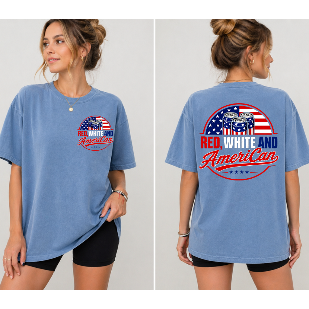 Red White and American 4th of July Beers Comfort Colors Shirt - Funny Independence Day Gift for Beer Lovers - back view