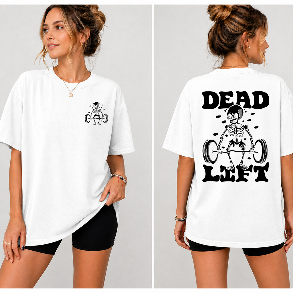 Comfort Colors Dead Lift Shirt - Funny Skeleton Loves to Lift Heavy Shirt - Perfect Father's Day Gift for Weightlifting Enthusiasts - back view
