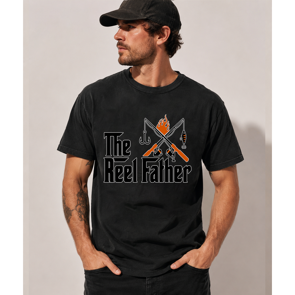 The Reel Father T-Shirt for men - Fishing Dad Shirt - Cool Father's Day Gift for Him - detail view