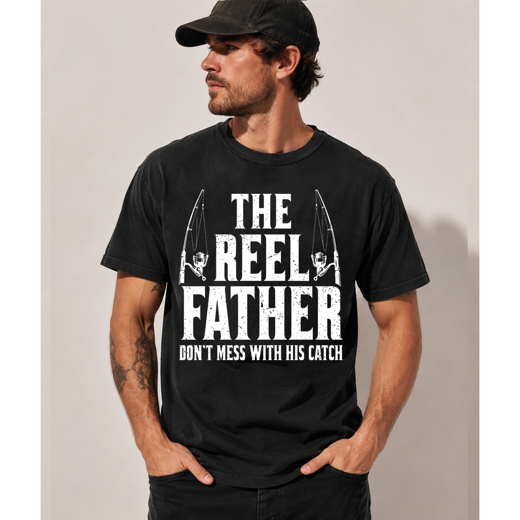 Comfort Colors The Reel Father Shirt - Fishing Dad Gift for Him - back view