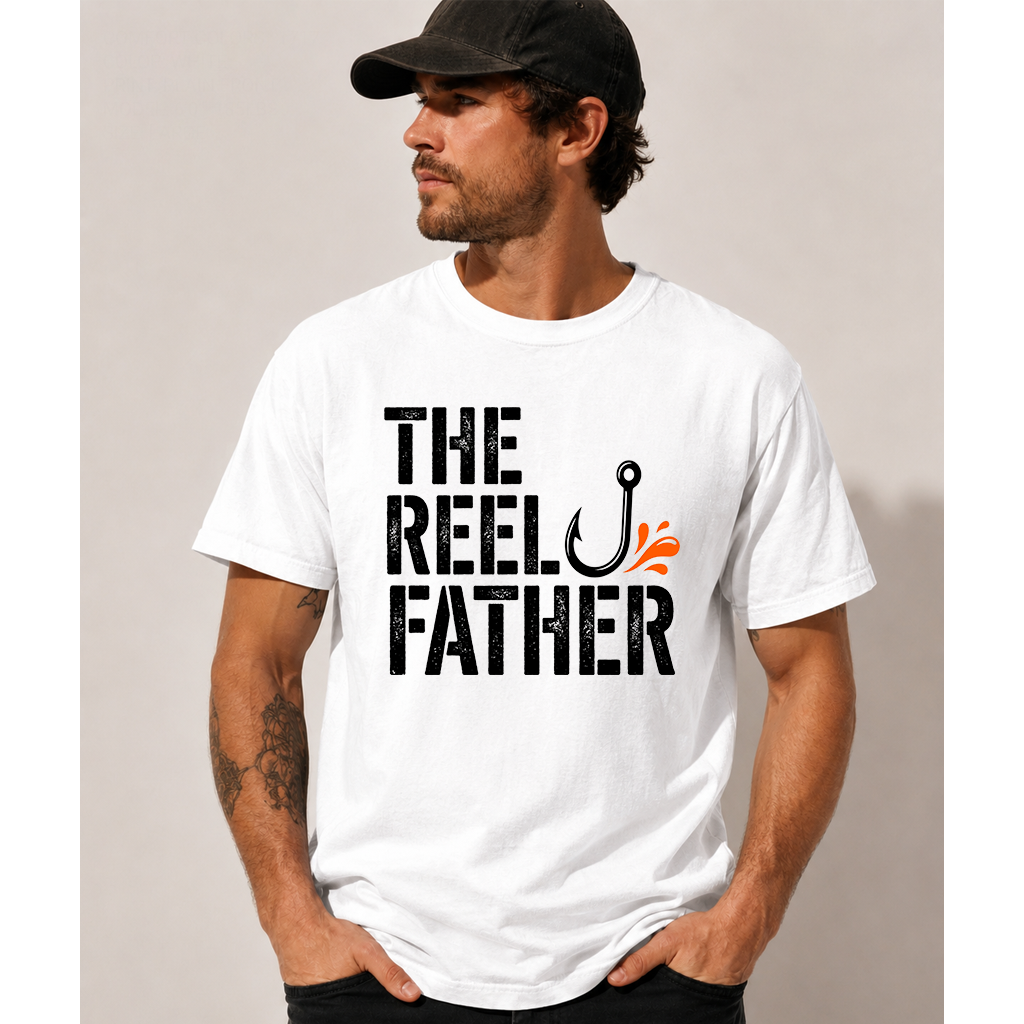 Comfort Colors The Reel Father Shirt - Dad Hooker Shirt - Funny Fishing Gift for Father's Day - back view