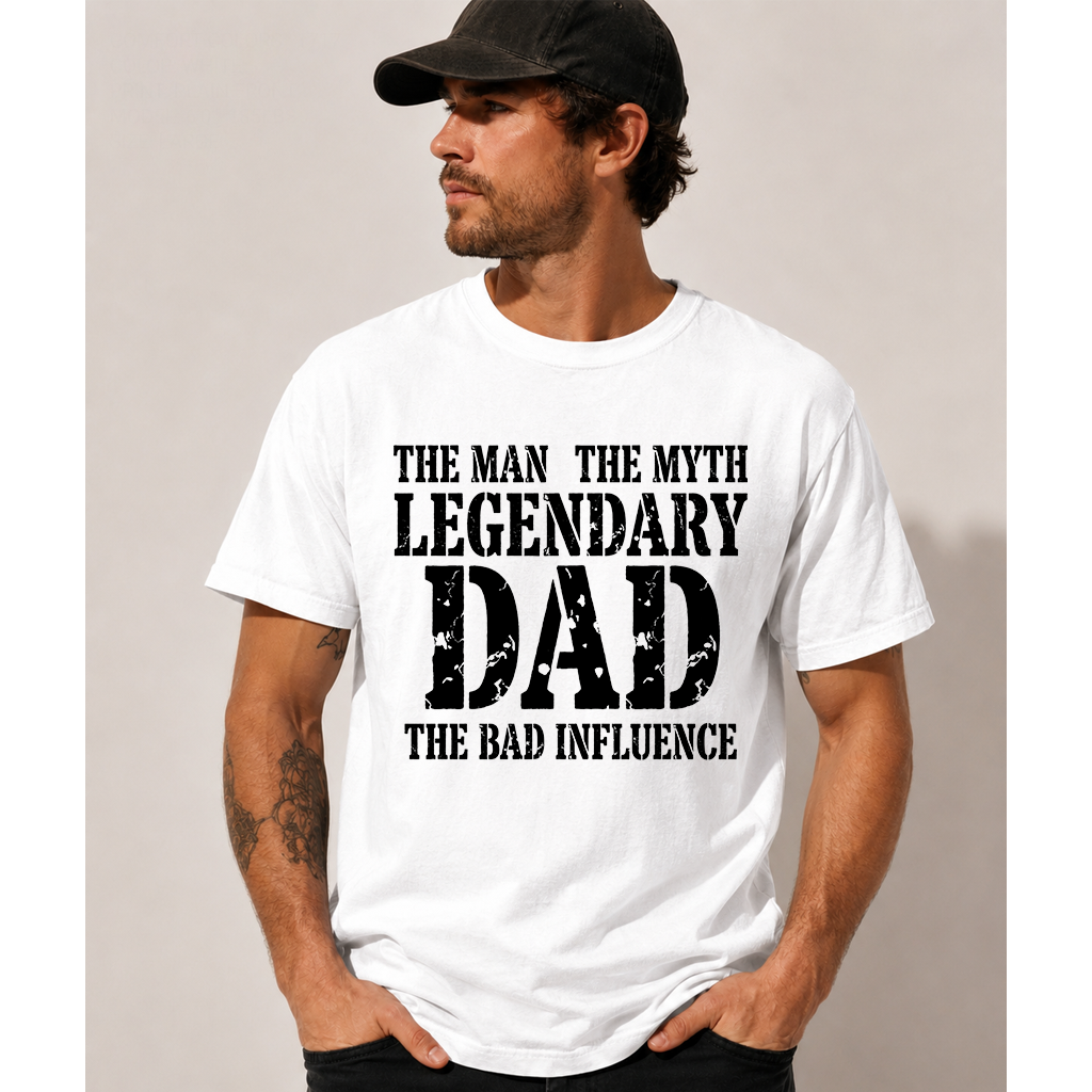 Comfort Colors The Man The Myth Legendary Dad Shirt - Funny Father’s Day Gift for Him - back view