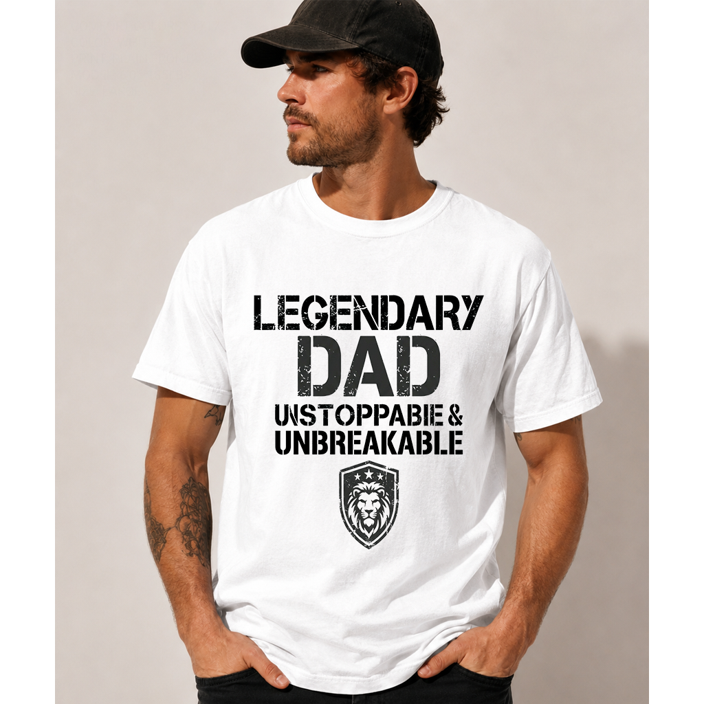 Comfort Colors Retro Lion Legendary Dad Shirt - Funny Father's Day Gift for Him - back view