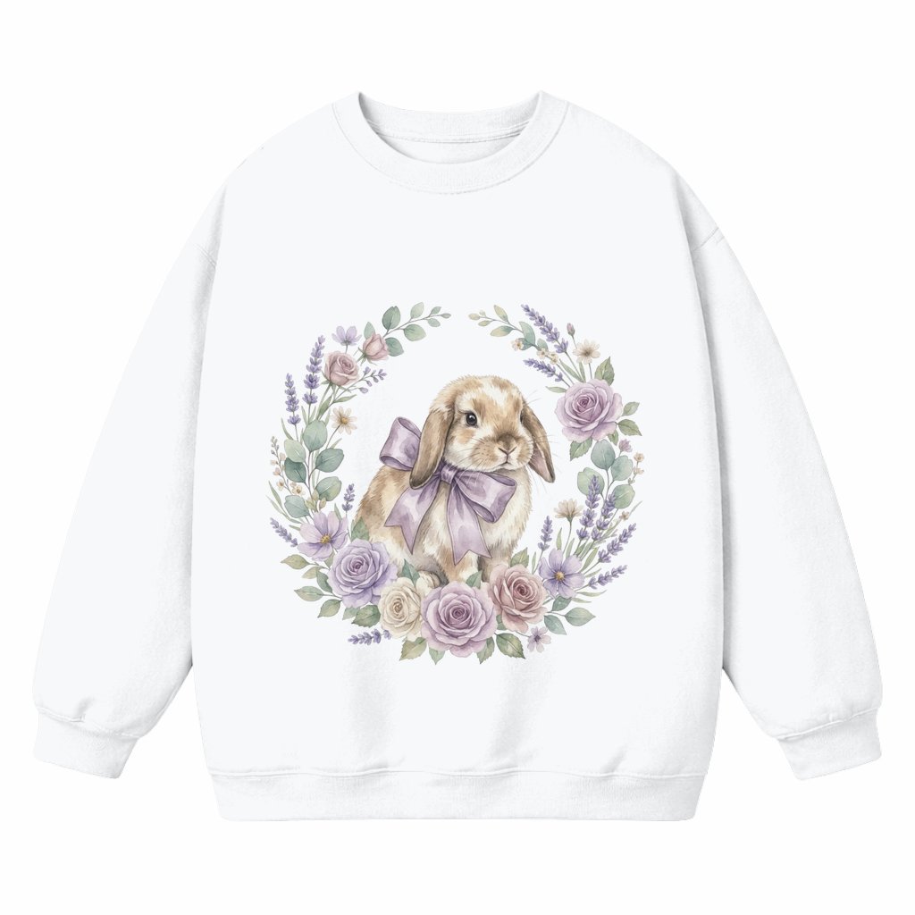 Easter Bunny Sweatshirt – Easter Floral Rabbit Spring Holiday Gift - front view