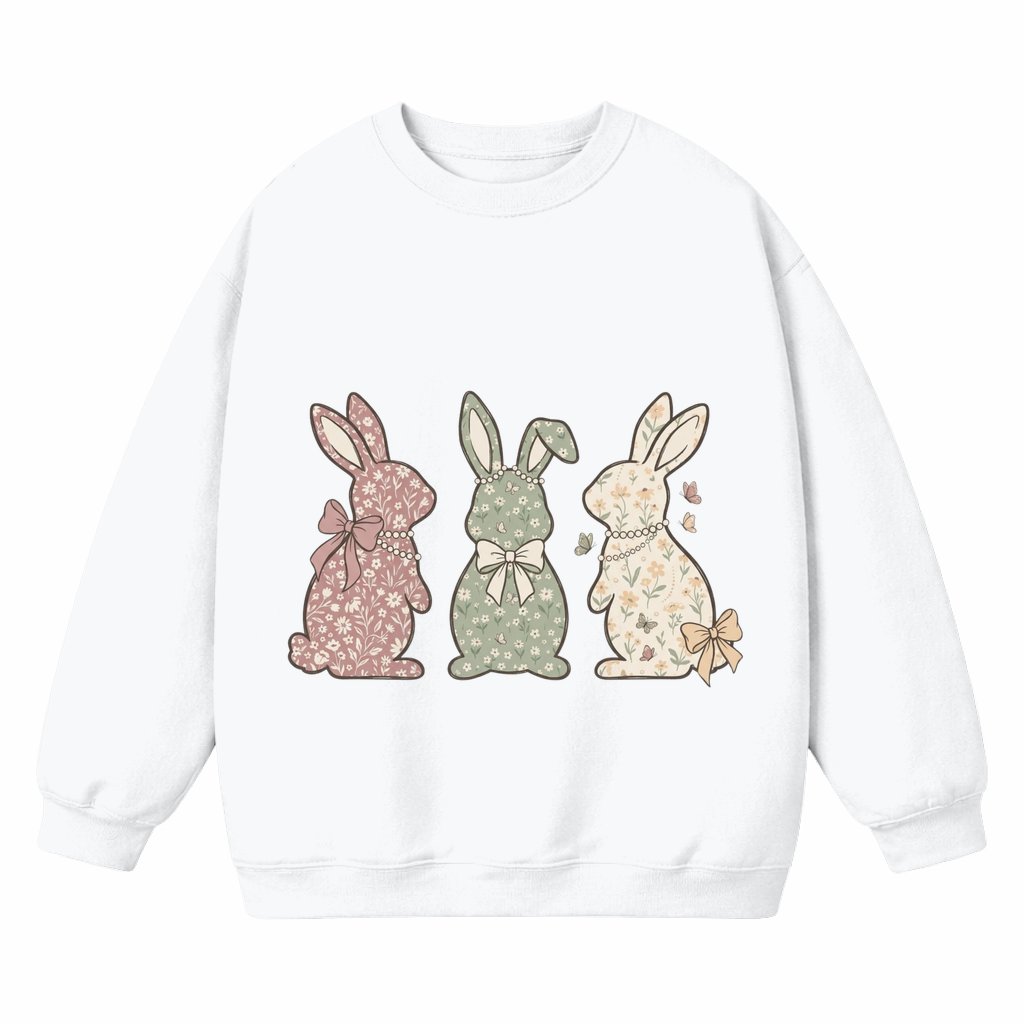 Easter Bunny Floral Trio Sweatshirt – Easter Gift for Her Spring - front view