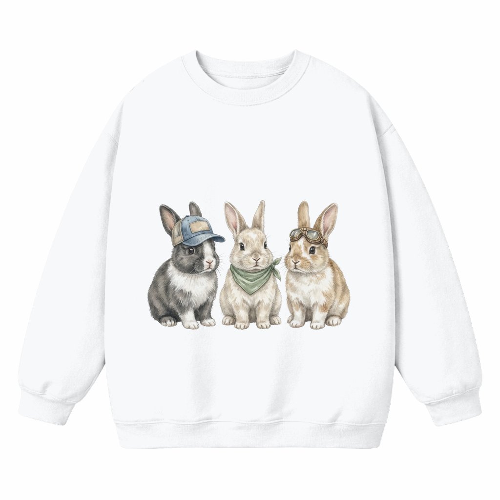Easter Bunny Cute Rabbit Trio Sweatshirt – Easter Gift Vintage - front view