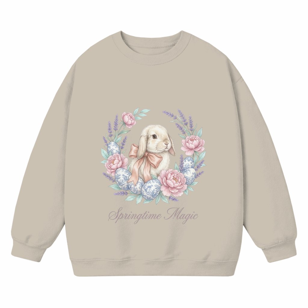 Easter Bunny Sweatshirt – Easter Gift Vintage Floral Springtime - front view