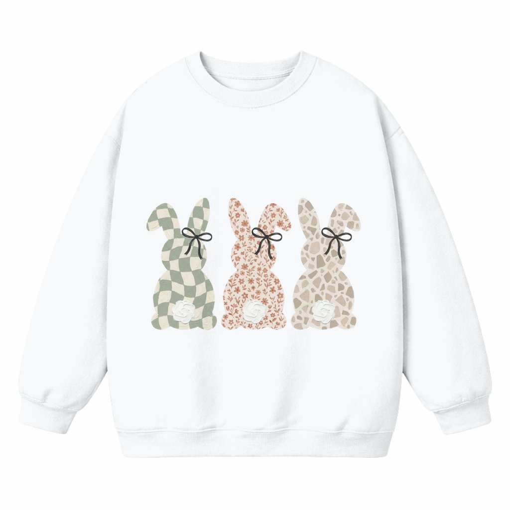 Easter Bunny Sweatshirt – Easter Gift Cute Rabbit Trio Vintage Spring - front view