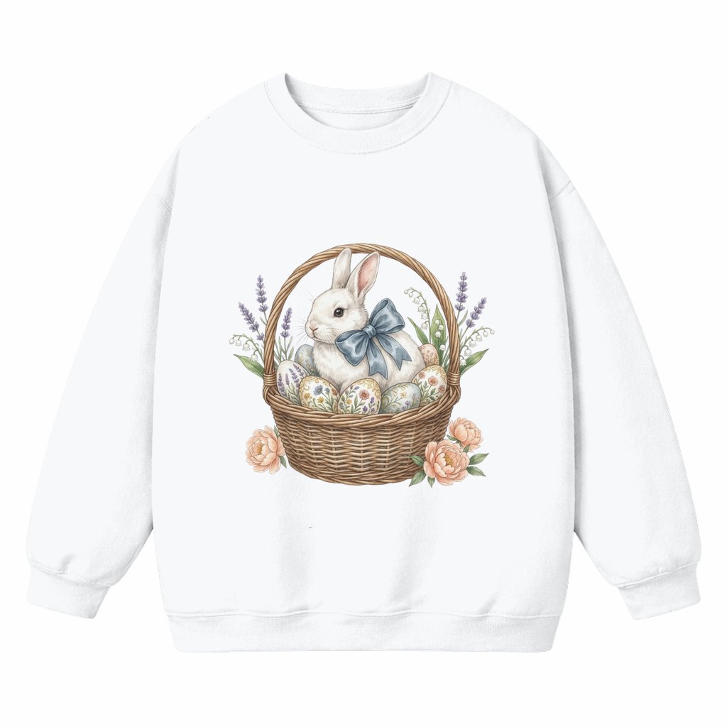 Easter Bunny Sweatshirt – Easter Gift for Kids Rabbit Basket - front view