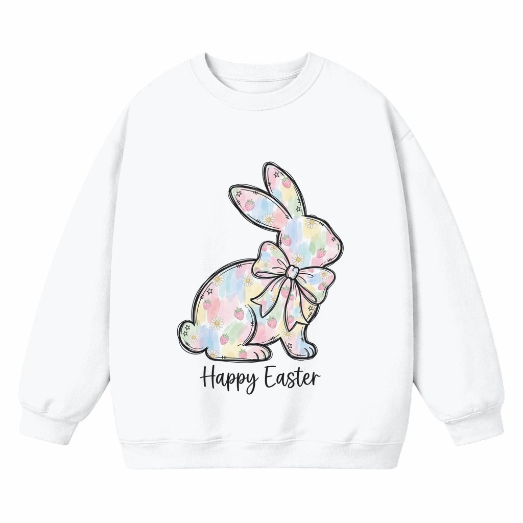 Watercolor Bunny Silhouette Sweatshirt – Easter Gift for Her Soft Pastel - front view