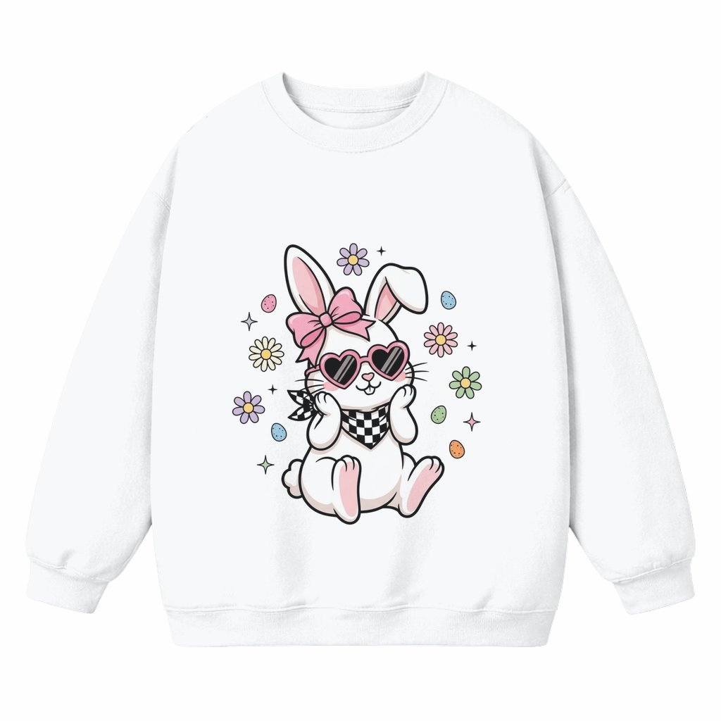 Funny Bunny Heart Glasses Sweatshirt – Easter Gift Cute - front view
