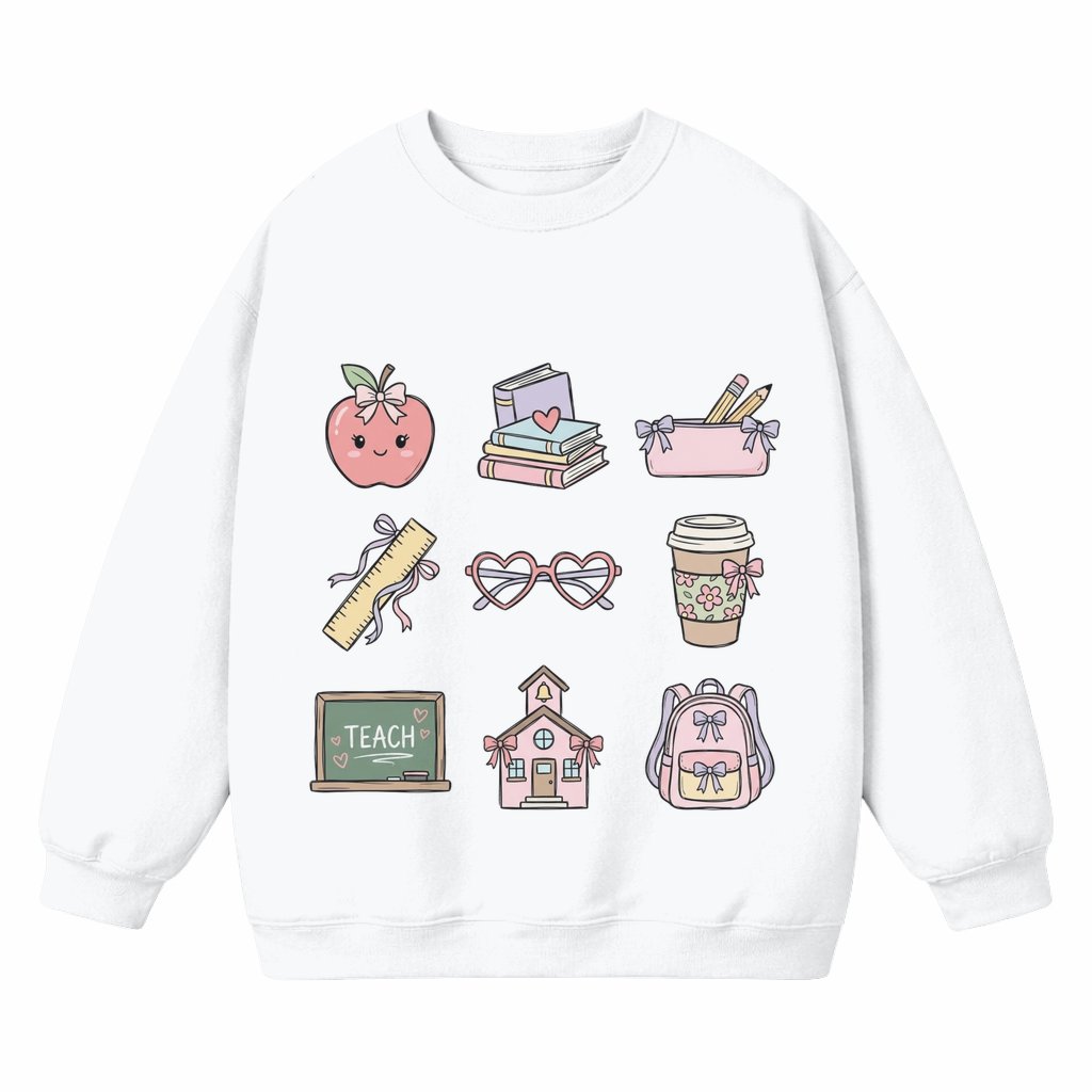 Teacher Easter Icons Sweatshirt – Easter Gift for Teacher Cute School - front view