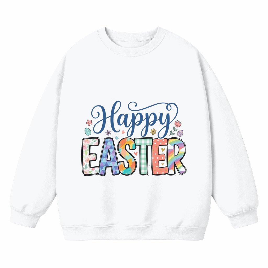 Colorful Lettering Sweatshirt – Happy Easter Spring Gift Bright - front view