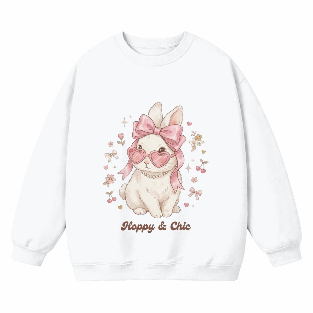 Hoppy Chic Bunny Coquette Sweatshirt – Easter Gift for Her - front view