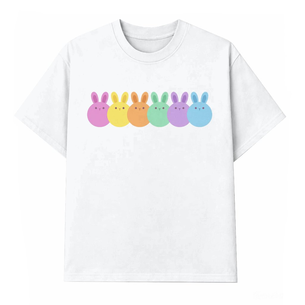 Pastel Bunny Faces T-shirt – Easter Gift Cute Minimal - front view