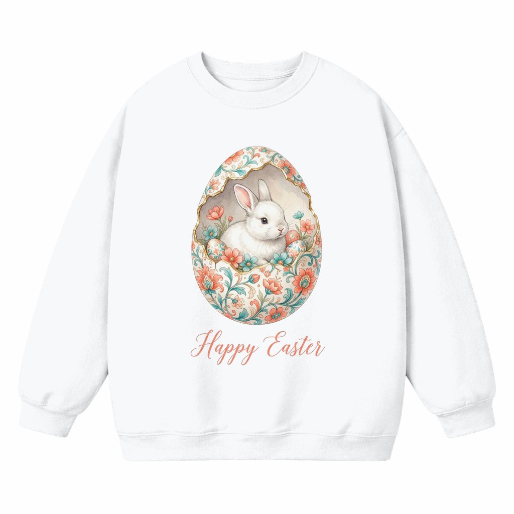 Easter Egg Bunny Sweatshirt – Easter Gift Vintage Floral - front view