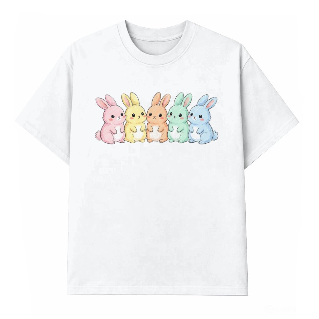 Pastel Easter Bunny Trio T-shirt – Cute Easter Gift for Kids - front view