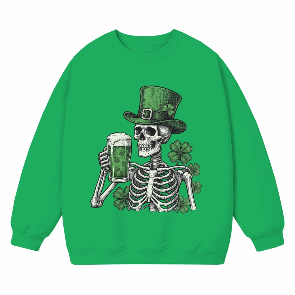 Skeleton Beer Sweatshirt – St. Patrick's Day Funny Gift - front view