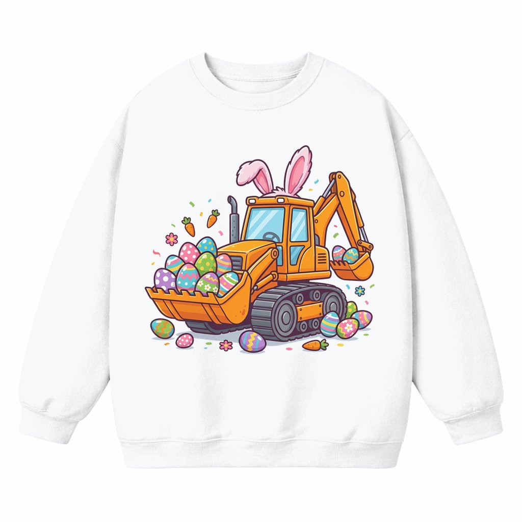 Easter Egg Loader Truck Bunny Sweatshirt – Cute Easter Gift for Kids - front view