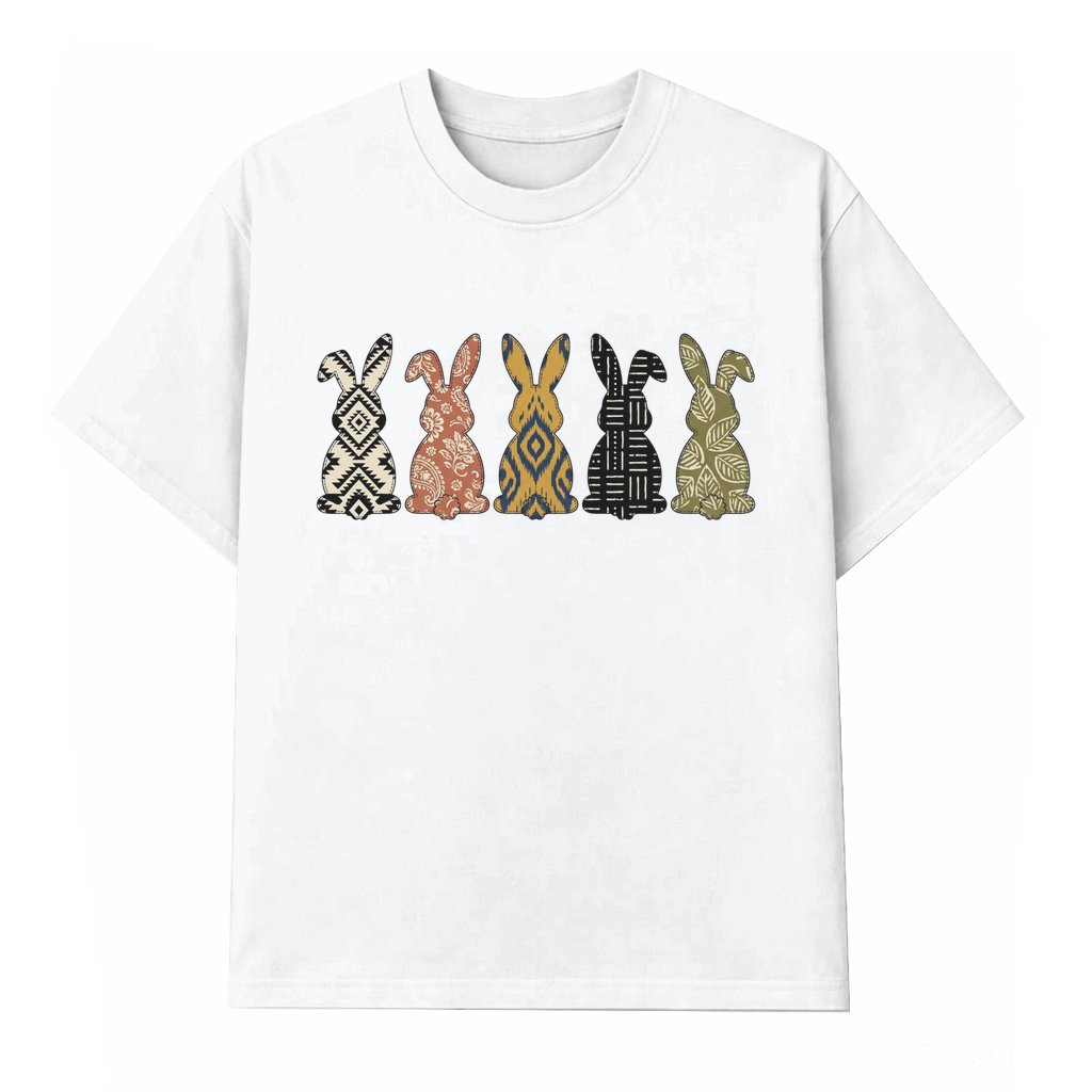 Easter Bunny Lineup T-shirt – Easter Gift for Kids Patterned Spring Trendy - front view