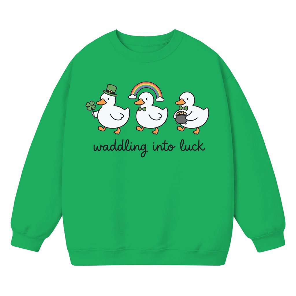 Waddling Into Luck Goose Sweatshirt – St. Patrick's Day Gift Funny - front view