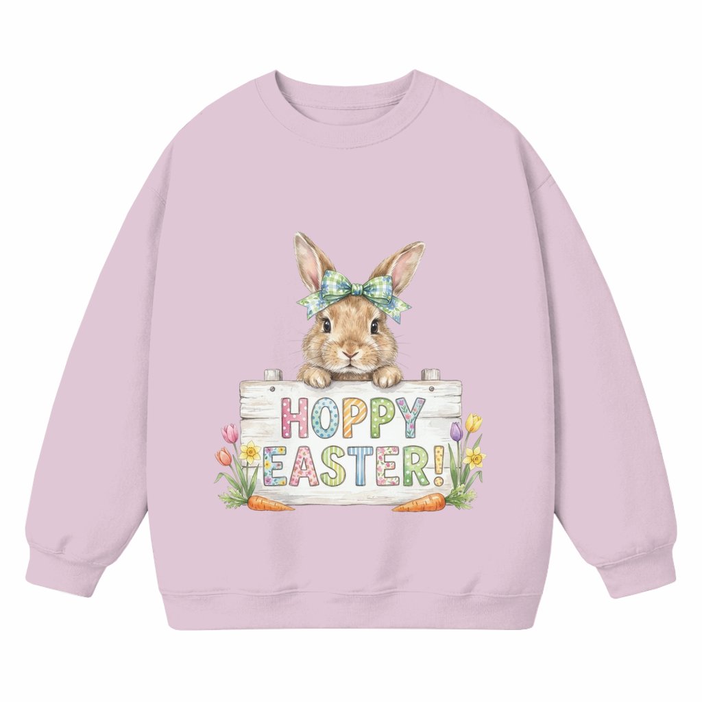 Hoppy Easter Bunny Sign Sweatshirt – Easter Gift for Family Rustic Spring - front view