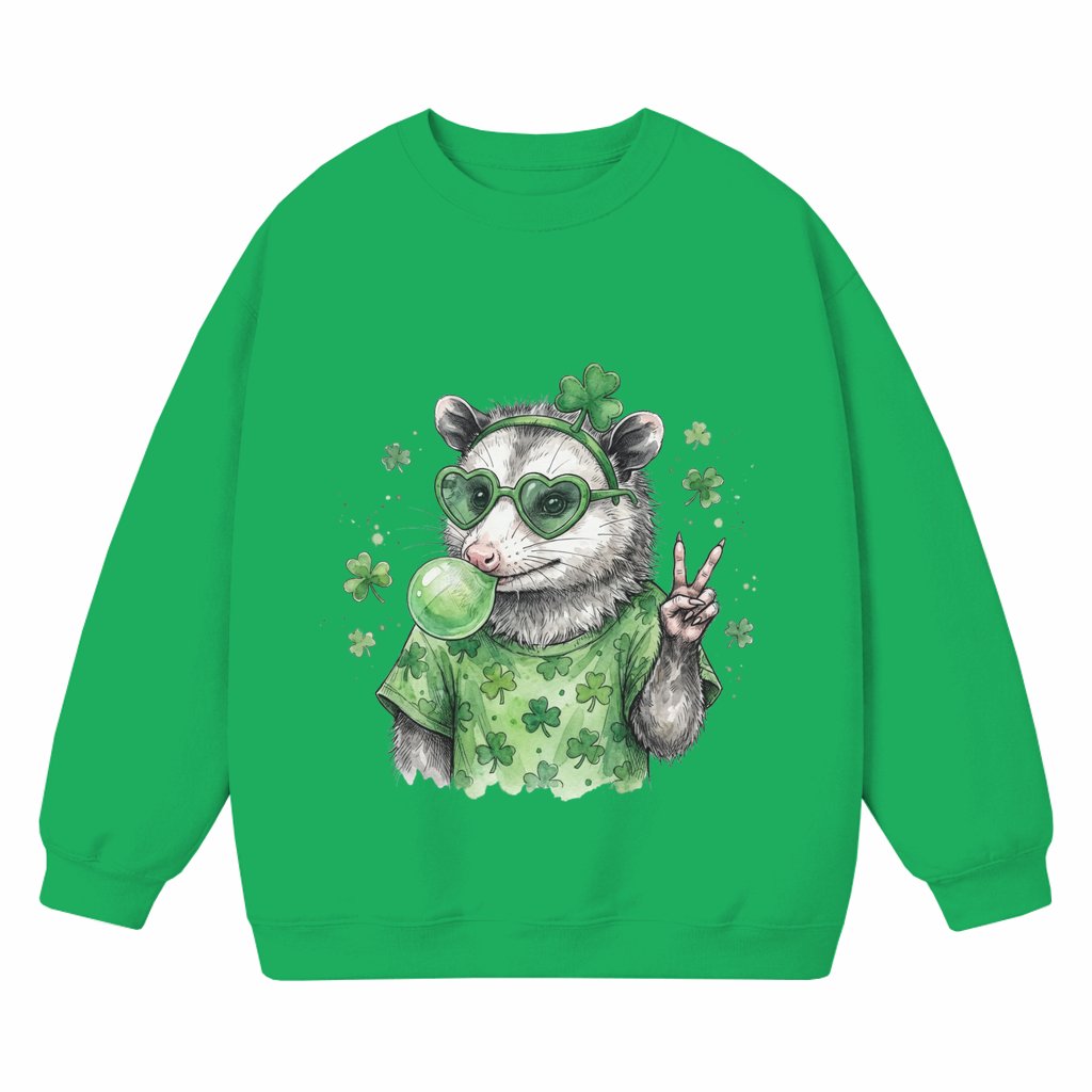 Funny Opossum Sweatshirt – St Patrick's Day Gift Lucky Green - front view
