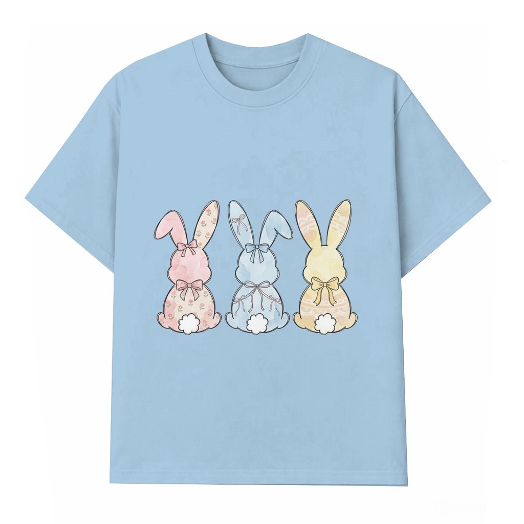 Easter Bunny Trio T-shirt – Soft Pastel Easter Gift for Spring - front view