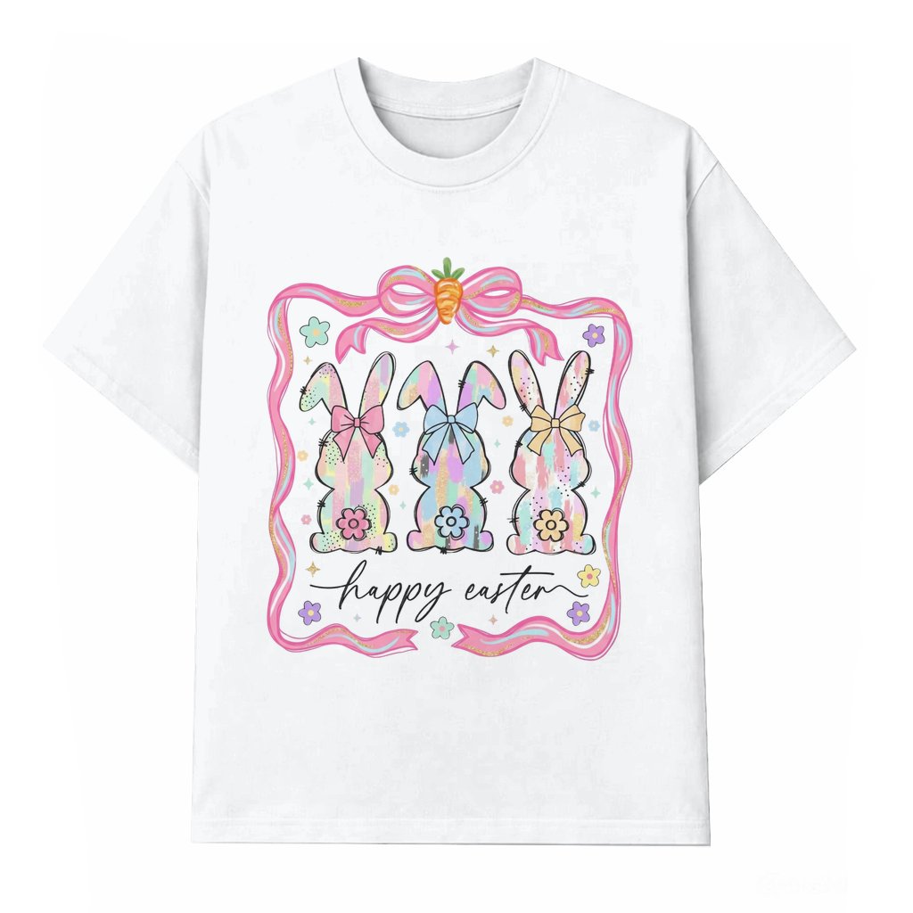 Vintage Floral Bunny Wash Tee – Easter Spring Gift - front view