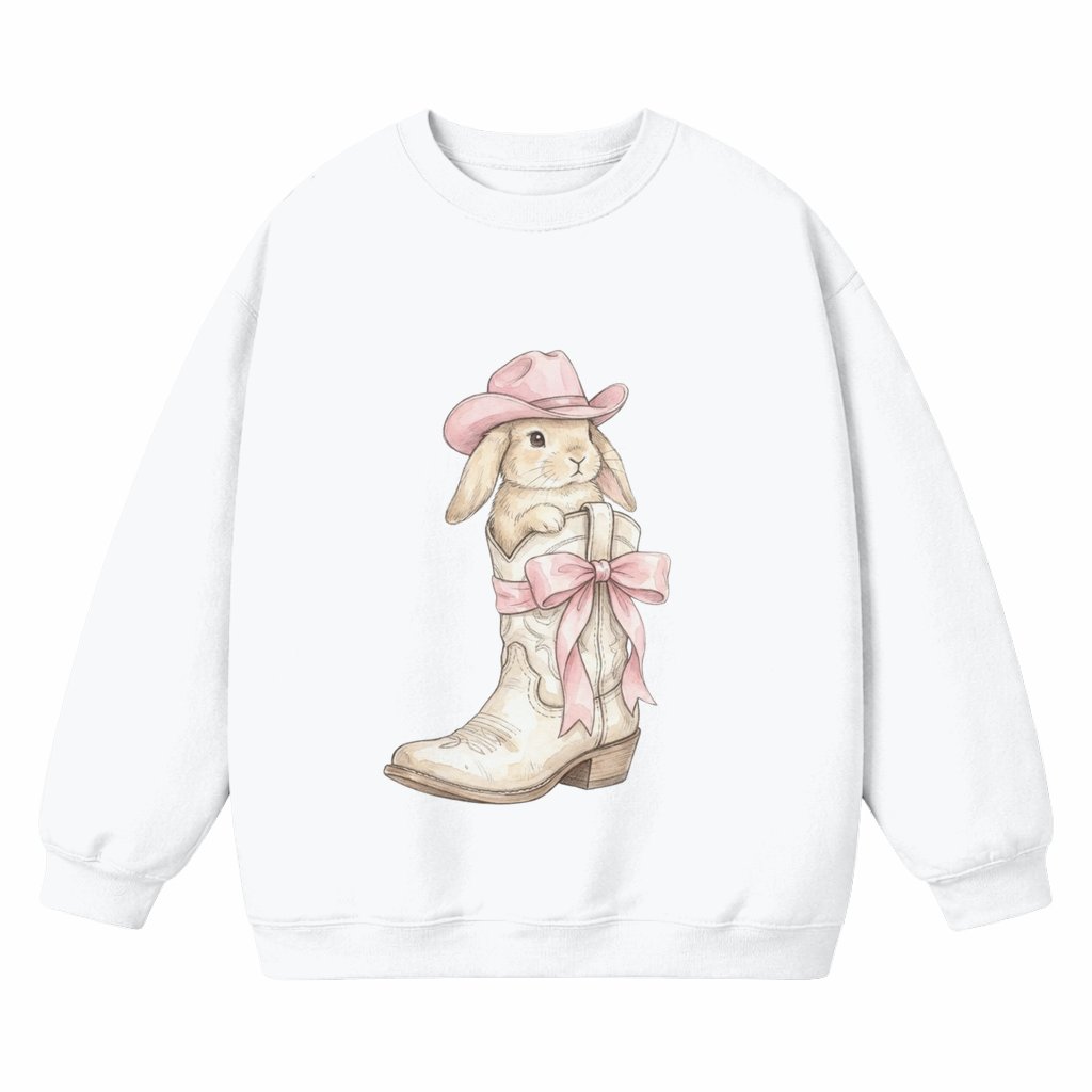 Easter Bunny in Cowboy Boot Sweatshirt – Easter Gift Vintage Western Cute - front view