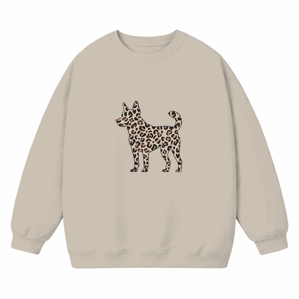 Leopard Print Australian Cattle Dog Sweatshirt – Gift for Her Dog Lover Crewneck - front view