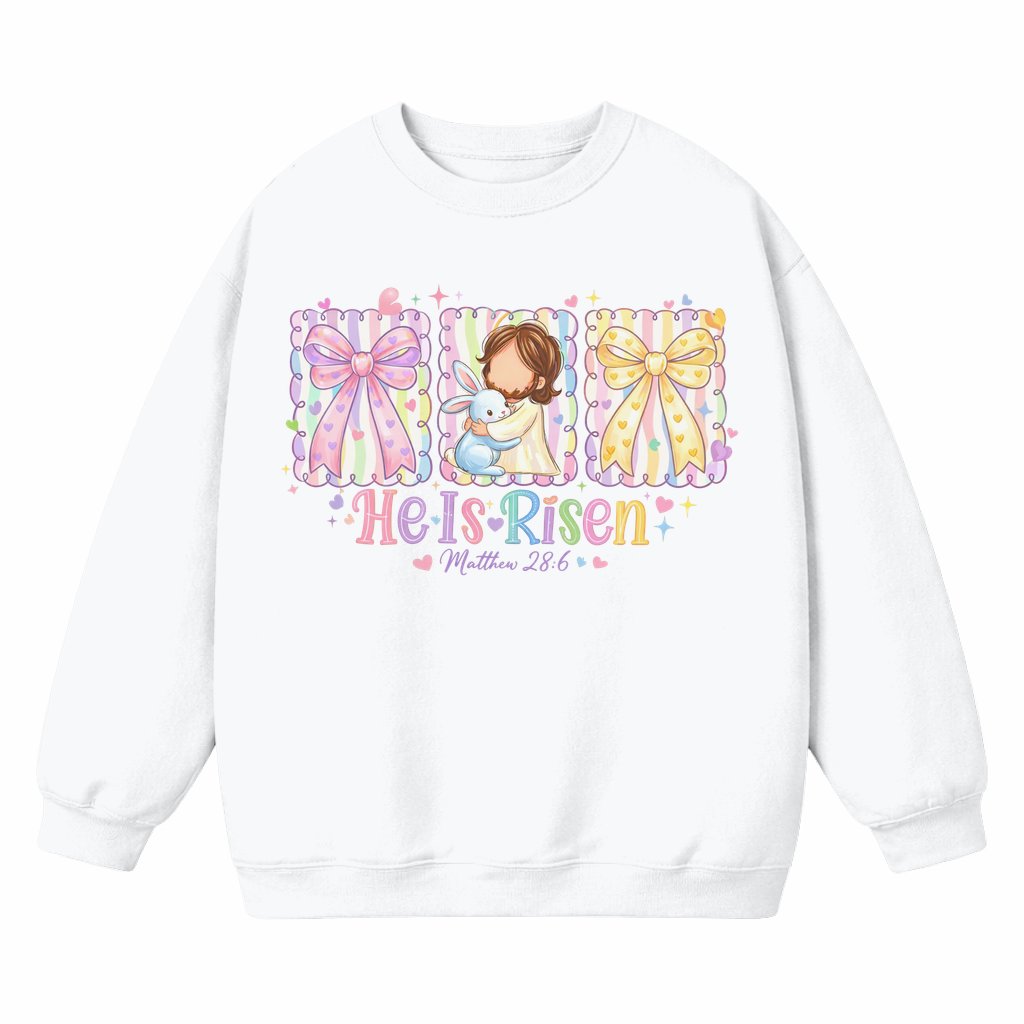 He Is Risen Sweatshirt – Easter Christian Gift for Her Crewneck - front view